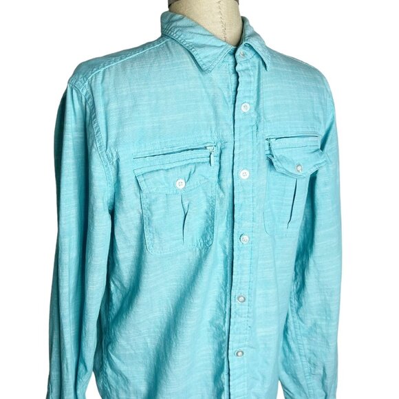 Carbon Other - Carbon Shirt Mens Size S Blue Button Front 100% Cotton Long Sleeve